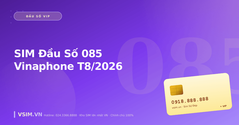 SIM Đầu Số 085 Vinaphone T8/2026 — Đầu Số Trẻ, Số Đẹp Còn Nhiều